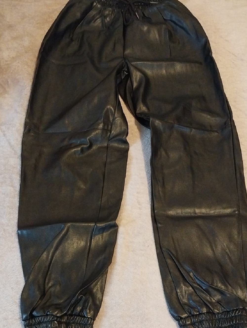 Black Men's Faux Leather Jogger Pants